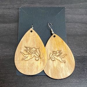 Wood cupid valentine’s Day Earrings